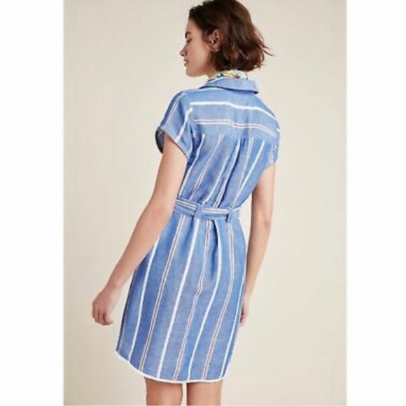 Anthropologie Pilcro Linen Stripe Dress size 14 Cotton Linen - Picture 2 of 12